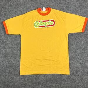 Landmark T-Shirt Mens Size L Yellow Ringer Vintage Uniform Workwear Logo Tee